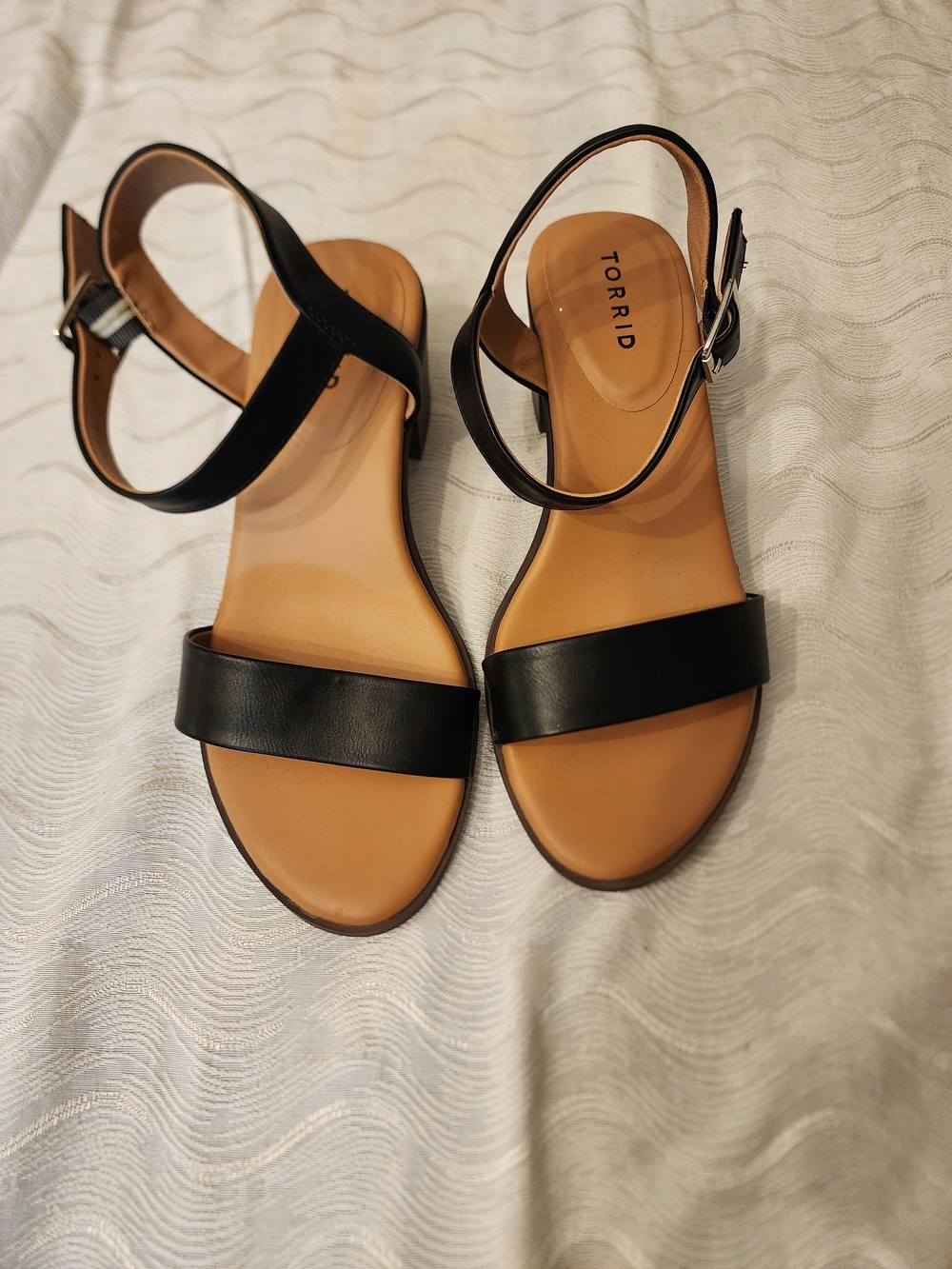 torrid Black Ankle Strap Flat Sandals